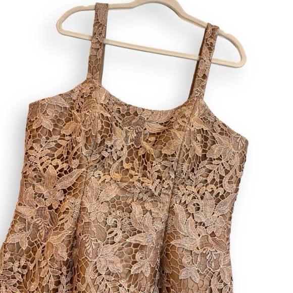 Tina Di Martina Champagne Gold Sleeveless Lace Knee Length Sheath Dress NWT - Picture 8 of 8